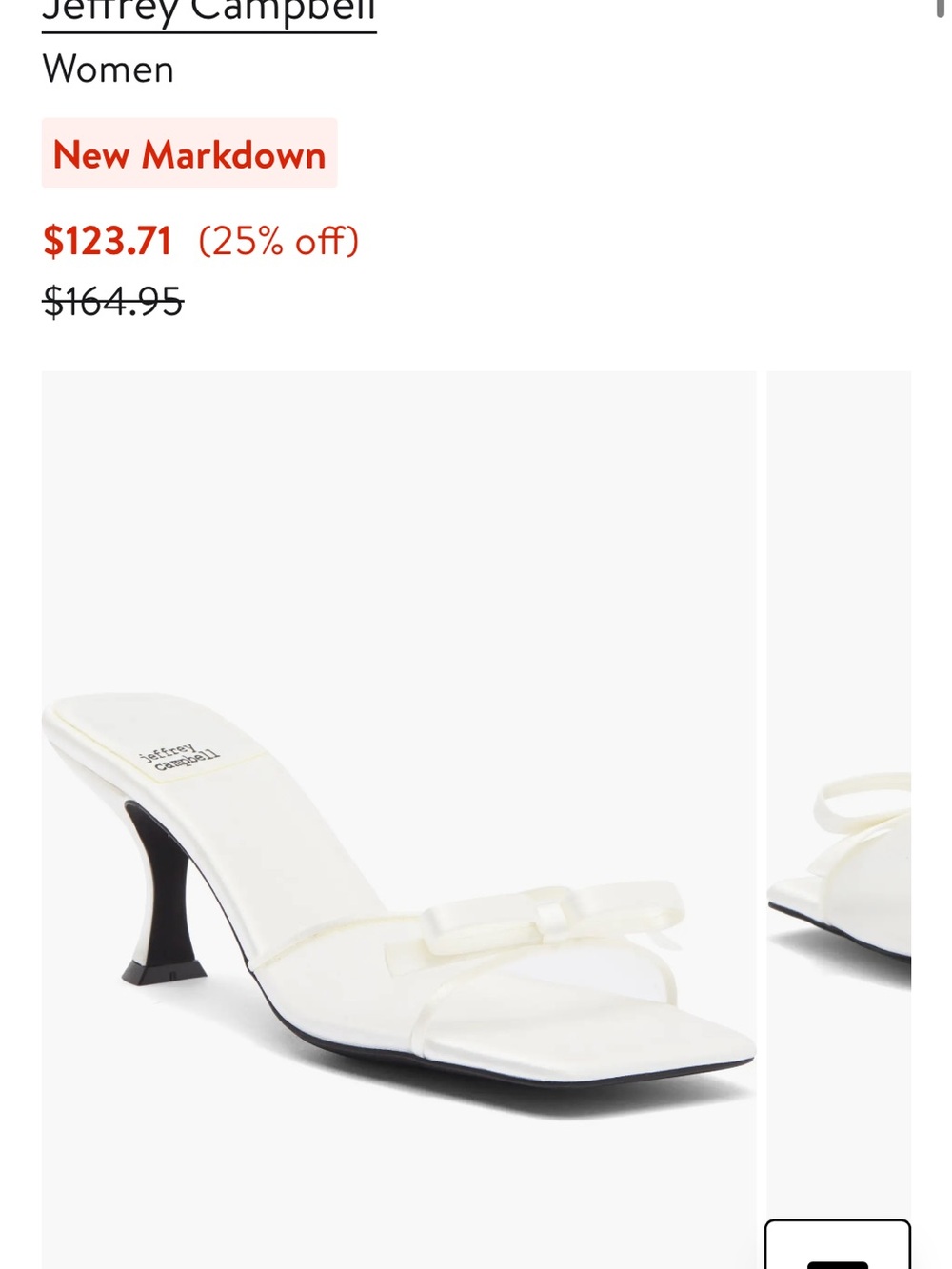 Jeffrey Campbell White Bow-Detail Square-Toe Mule
